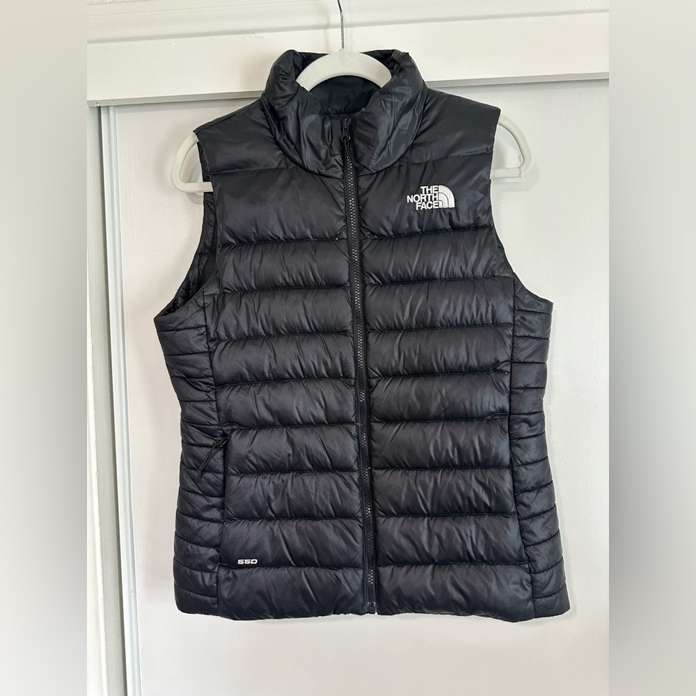 The North Face 550 Down Puffer Vest Black Women's Medium Full Zip Quilted